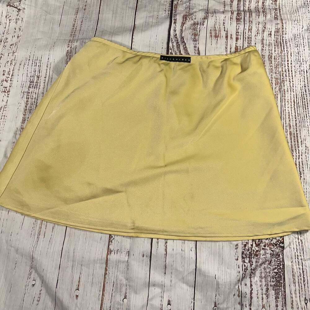 Missguided Yellow Satin Mini Skirt